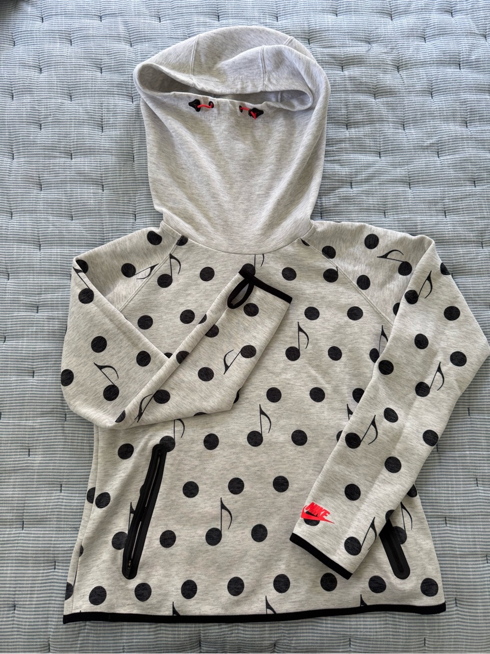 Nike Hooded Sweatshirt with Black Polka Dots and music notes